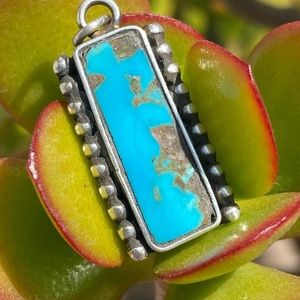 1950s Natural Turquoise Sterling Silver Pendant